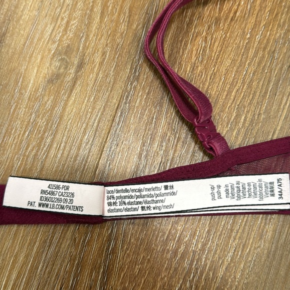 Victoria’s Secret Burgundy Sexy Plaid Lace Push Up Bra (Size: 34A) - Picture 9 of 13
